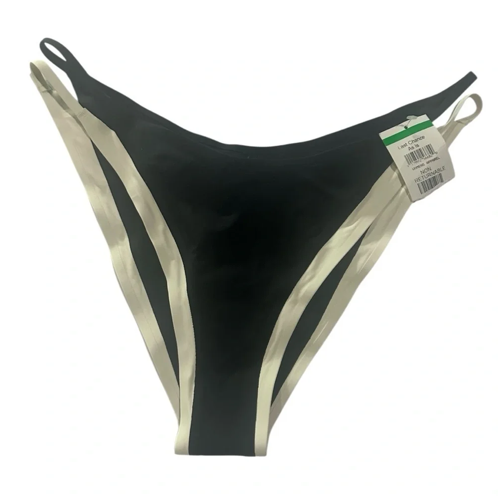 L Space Billie Bikini Bottoms Black Cream Large